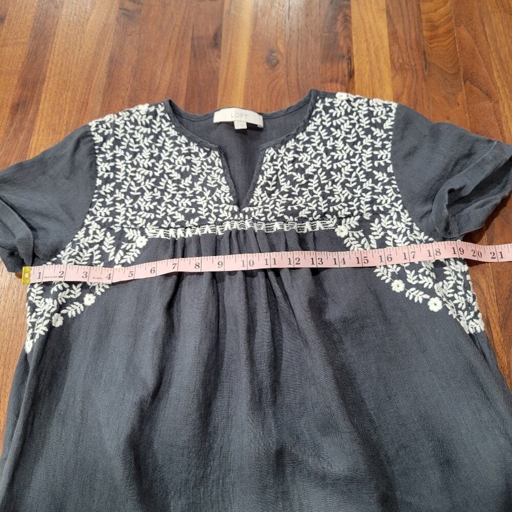 Ann Taylor LOFT Embroidered Split Neck 100% Linen Dress Size Small - Picture 9 of 9